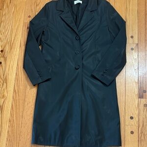 A. Byer Vintage Dress 3/4 Length Black Lined Trench Coat Size M